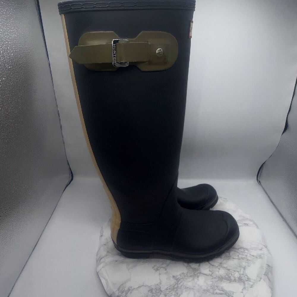 Hunter Black and Olive Green Tall Rain Boots